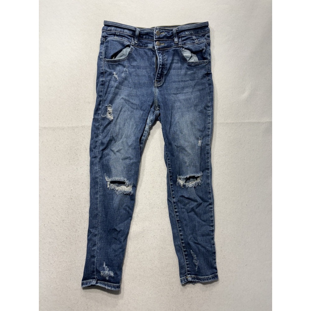 KanCan Jeans Womens 30 Medium Wash High Rise Skinny Stretch Distressed 30x24